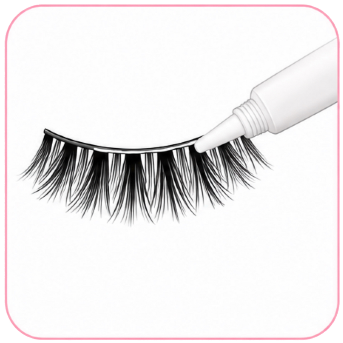 Pair of false eyelashes with a white applicator on a white background