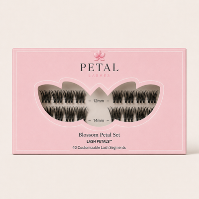 Box of Petal Lashes Blossom Petal Set on a light pink background