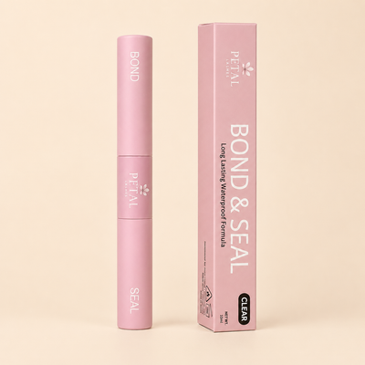 Pink cosmetic product with packaging on a beige background