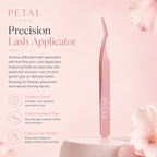 Precision lash applicator with floral design on a pink background
