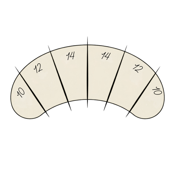 Measurement chart with numbers on a beige background