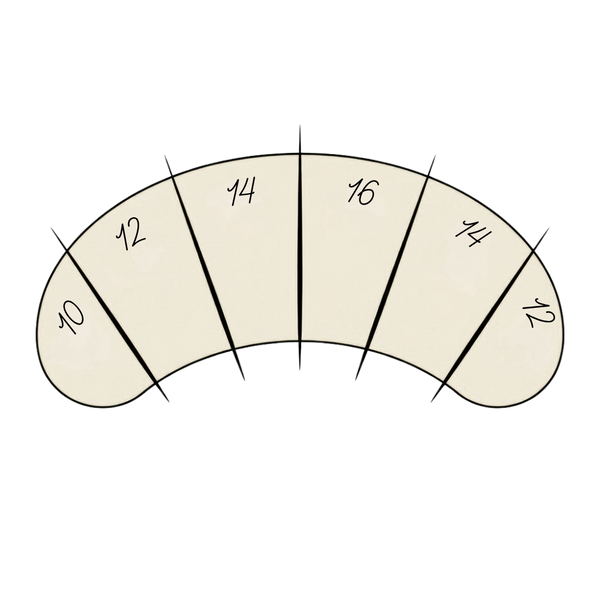 Measurement chart with numbers on a beige background