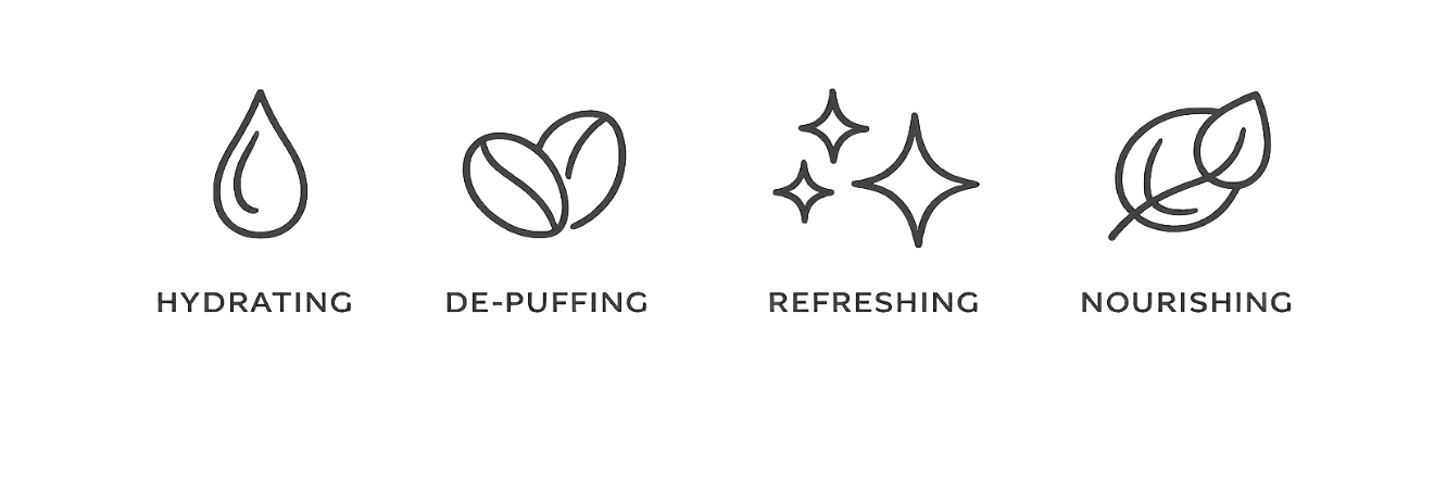 Set of icons representing skincare benefits on a white background